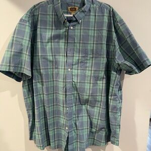 The Foundry Supply Co. Blue and Green Plaid Button Down Shirt
